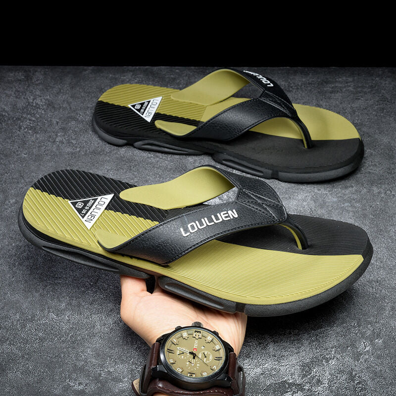 Men's Flip Flops with EVA-PVC Dual Sole,Green for Comfort & Slip-Resistance(41)