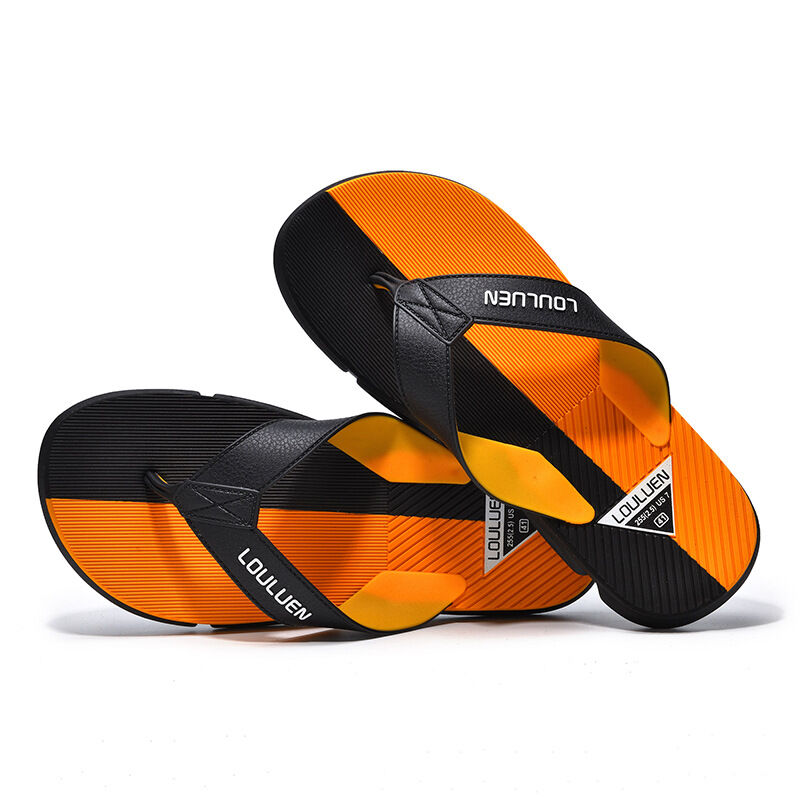 Men's Flip Flops with EVA-PVC Dual Sole,Orange for Comfort & Slip-Resistance(41)