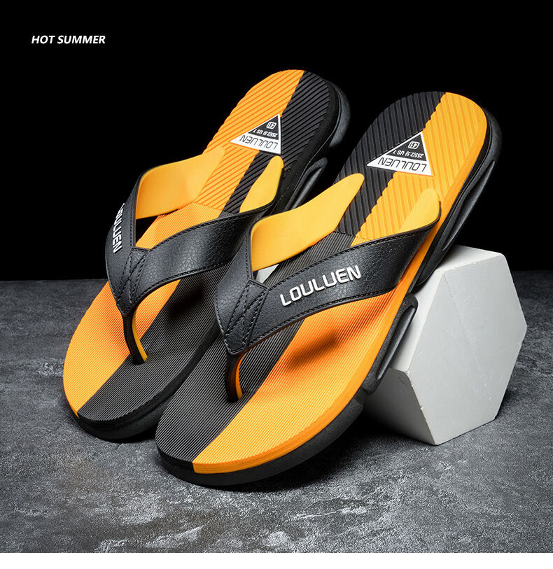 Men's Flip Flops with EVA-PVC Dual Sole,Orange for Comfort & Slip-Resistance(41)