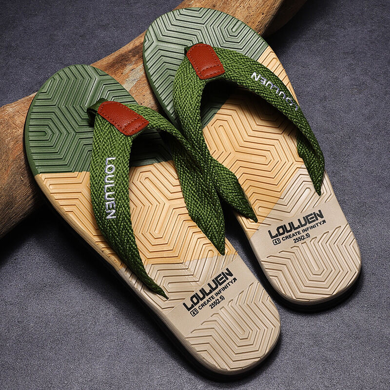 Men's Flip Flops with EVA-PVC Dual Sole, Green for Comfort & Style for Summer Beach & Daily Wear(39)