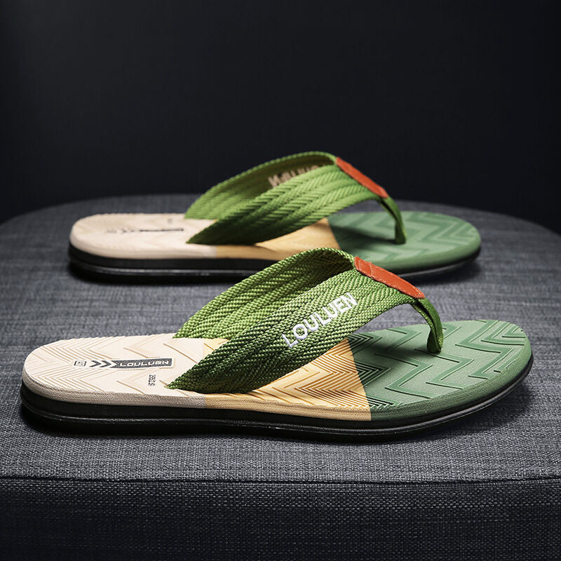 Men's Flip Flops with EVA-PVC Dual Sole, Green for Comfort & Style for Summer Beach & Daily Wear(41)
