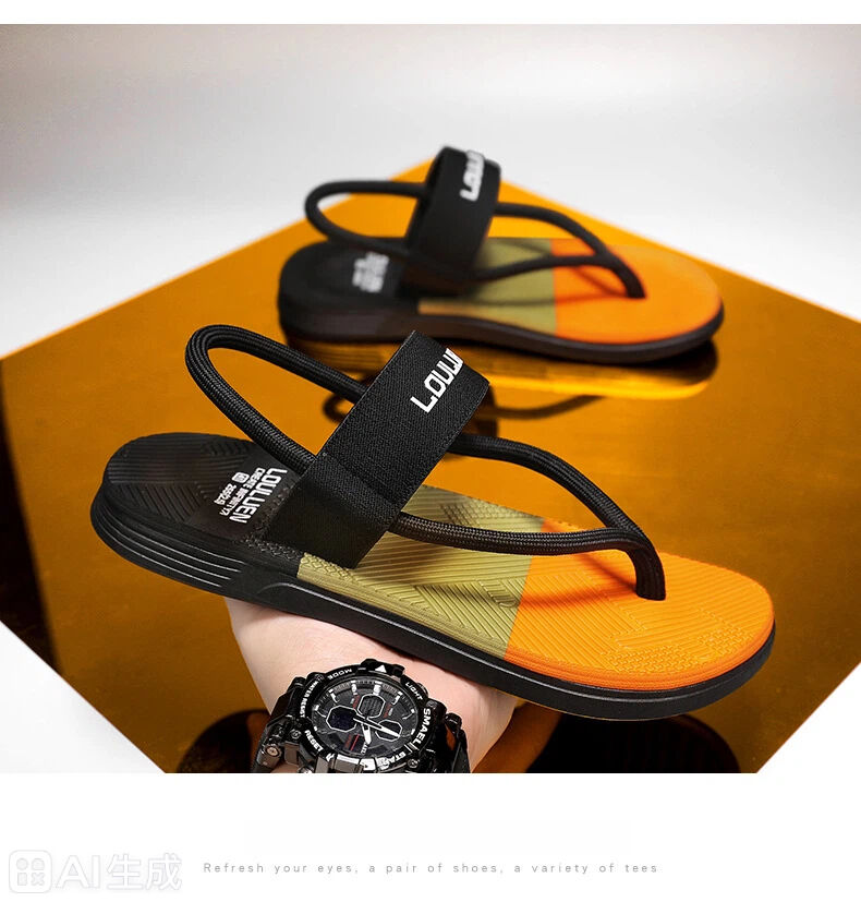 Men's Outdoor Non-Slip Sandals, EVA Lightweight Thick-Sole Beach Slippers for Casual & Sports(black-40)