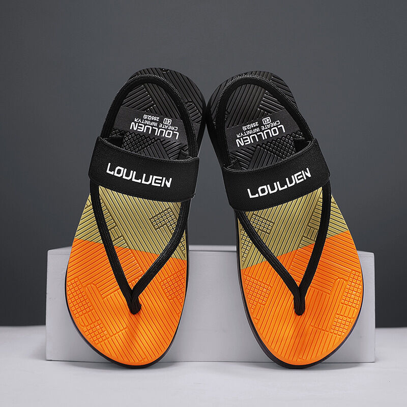 Men's Outdoor Non-Slip Sandals, EVA Lightweight Thick-Sole Beach Slippers for Casual & Sports(black-42)