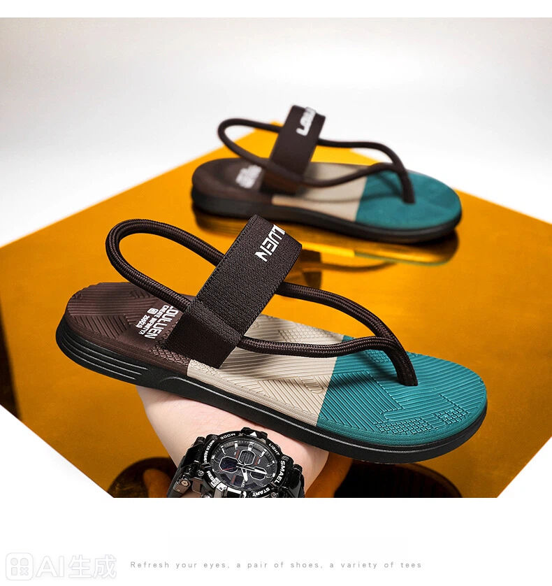 Men's Outdoor Non-Slip Sandals, EVA Lightweight Thick-Sole Beach Slippers for Casual &Sports(brown-43)