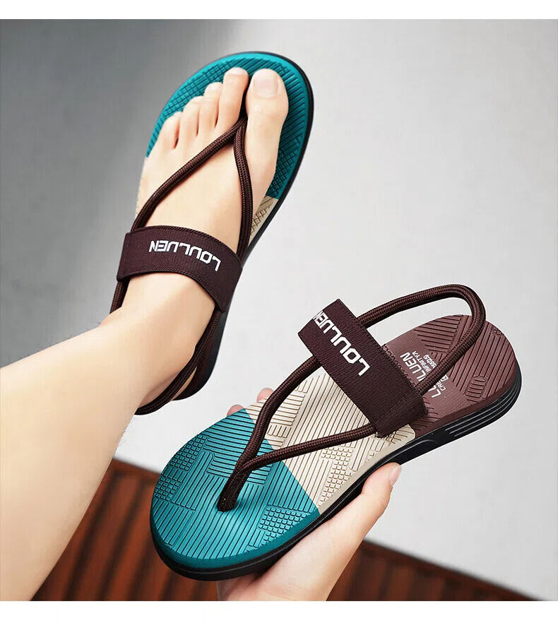 Men's Outdoor Non-Slip Sandals, EVA Lightweight Thick-Sole Beach Slippers for Casual &Sports(brown-43)