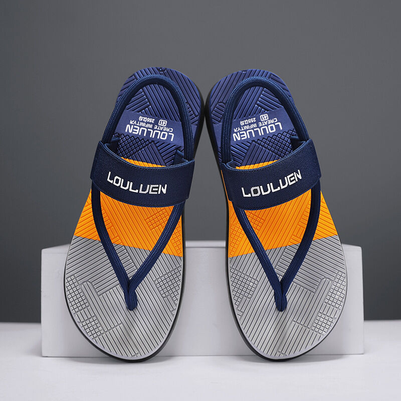 Men's Outdoor Non-Slip Sandals, EVA Lightweight Thick-Sole Beach Slippers for Casual & Sports(dark blue-45)