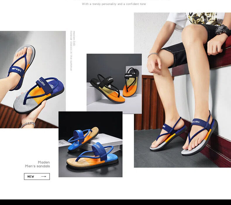 Men's Outdoor Non-Slip Sandals, EVA Lightweight Thick-Sole Beach Slippers for Casual & Sports(royal blue-42)