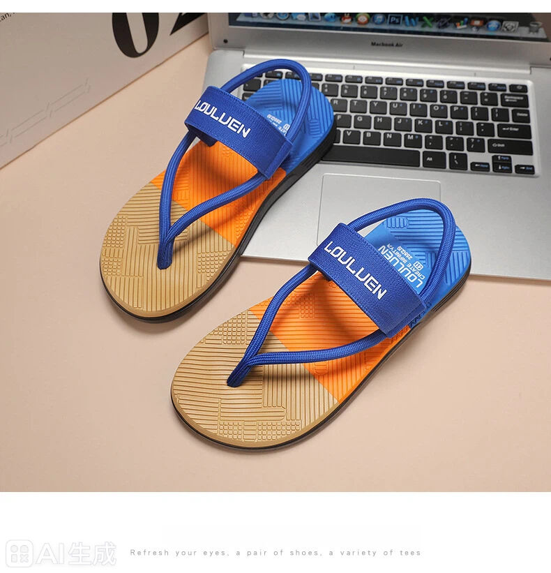 Men's Outdoor Non-Slip Sandals, EVA Lightweight Thick-Sole Beach Slippers for Casual & Sports(royal blue-42)