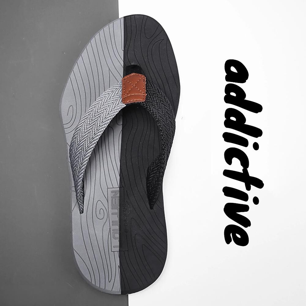 Men's Outdoor Non-Slip Flip Flops, 6 Colors EVA Lightweight Thick-Sole Beach Sandals for Casual & Sports(black and gray-39)