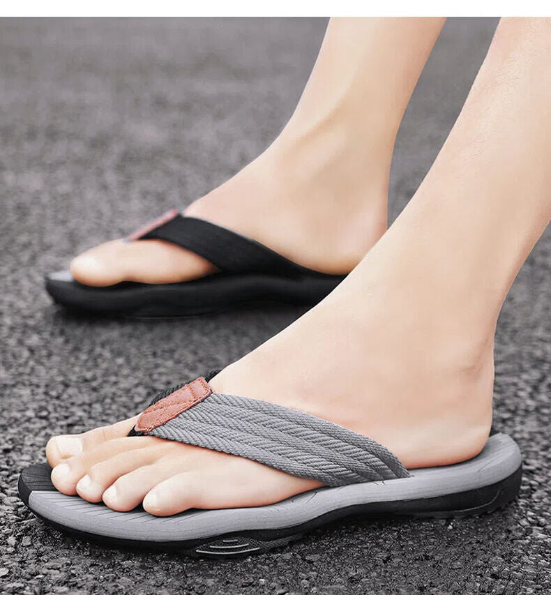 Men's Outdoor Non-Slip Flip Flops, 6 Colors EVA Lightweight Thick-Sole Beach Sandals for Casual & Sports(black and gray-43)