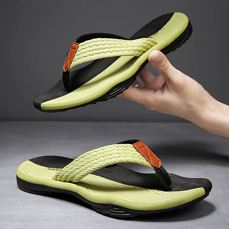 Men's Outdoor Non-Slip Flip Flops, 6 Colors EVA Lightweight Thick-Sole Beach Sandals for Casual & Sports(black and green-42)