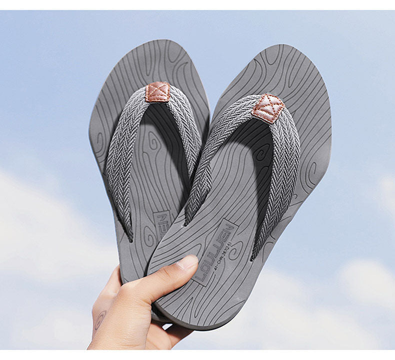Men's Outdoor Non-Slip Flip Flops, 6 Colors EVA Lightweight Thick-Sole Beach Sandals for Casual & Sports(gray-42)