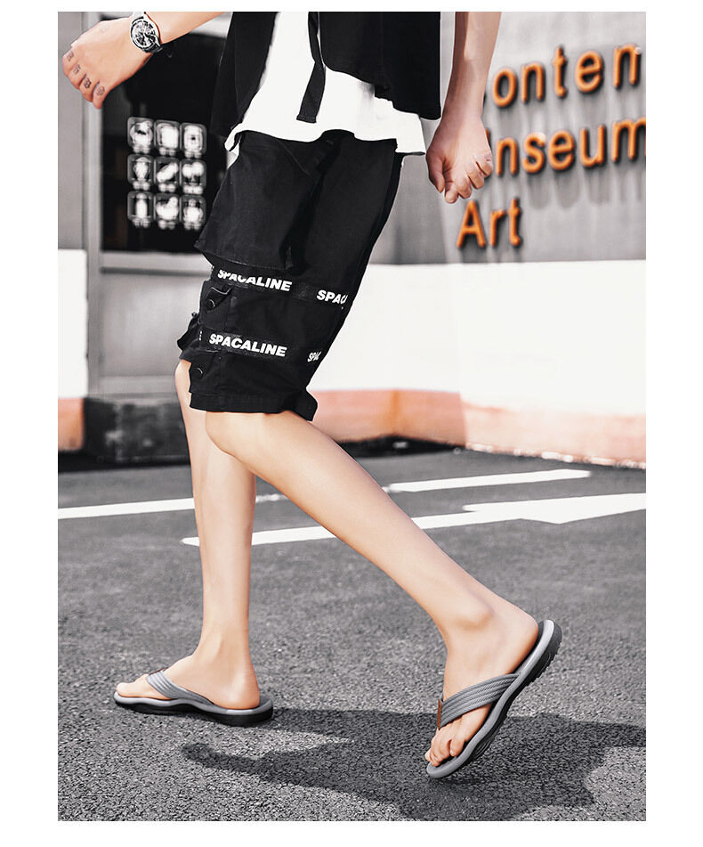 Men's Outdoor Non-Slip Flip Flops, 6 Colors EVA Lightweight Thick-Sole Beach Sandals for Casual & Sports(gray-45)