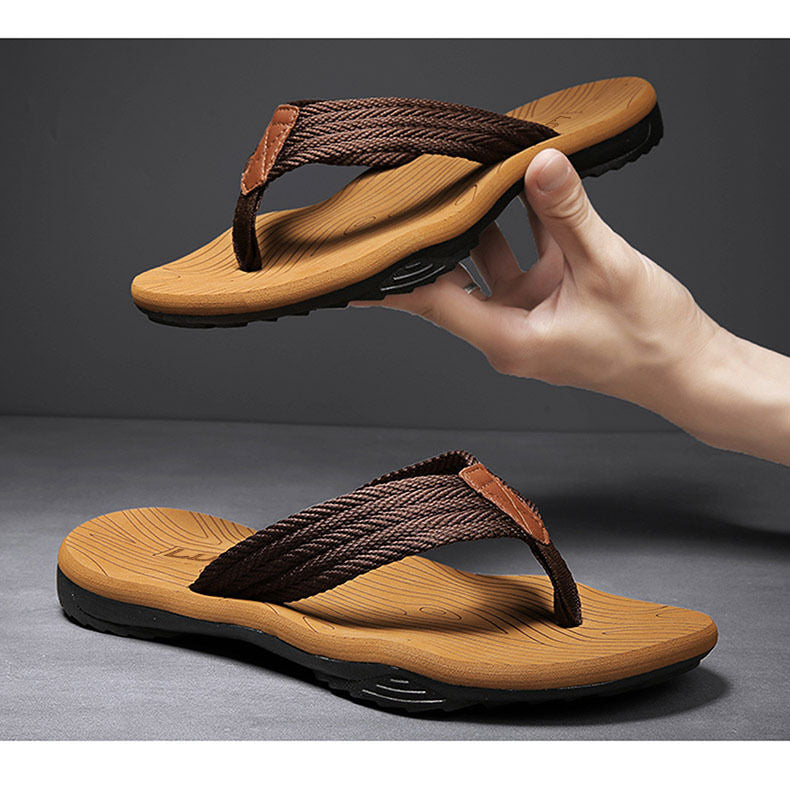 Men's Outdoor Non-Slip Flip Flops, 6 Colors EVA Lightweight Thick-Sole Beach Sandals for Casual & Sports(khaki-42)