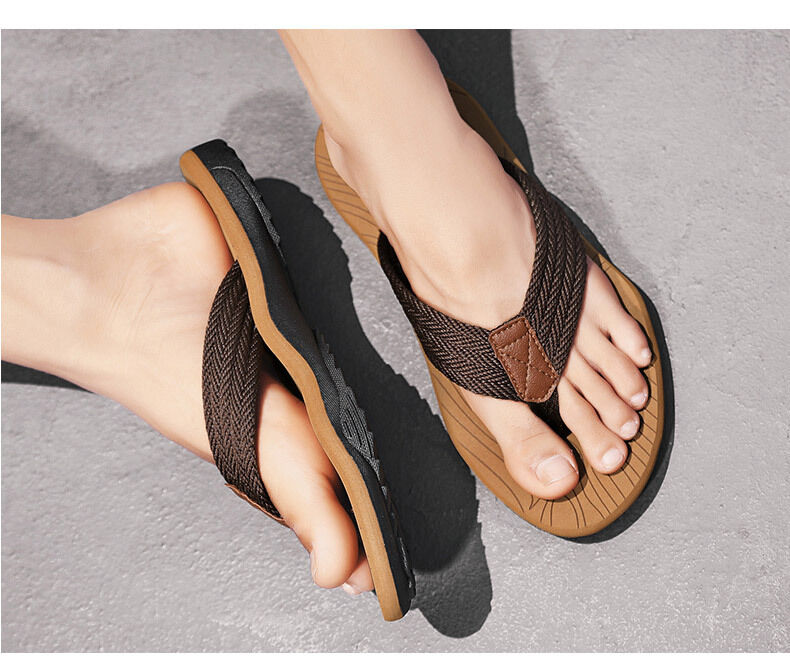 Men's Outdoor Non-Slip Flip Flops, 6 Colors EVA Lightweight Thick-Sole Beach Sandals for Casual & Sports(khaki-45)