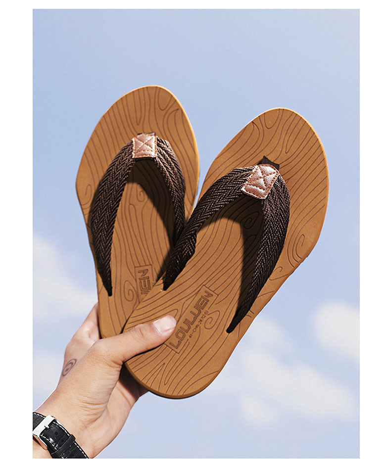 Men's Outdoor Non-Slip Flip Flops, 6 Colors EVA Lightweight Thick-Sole Beach Sandals for Casual & Sports(khaki-45)