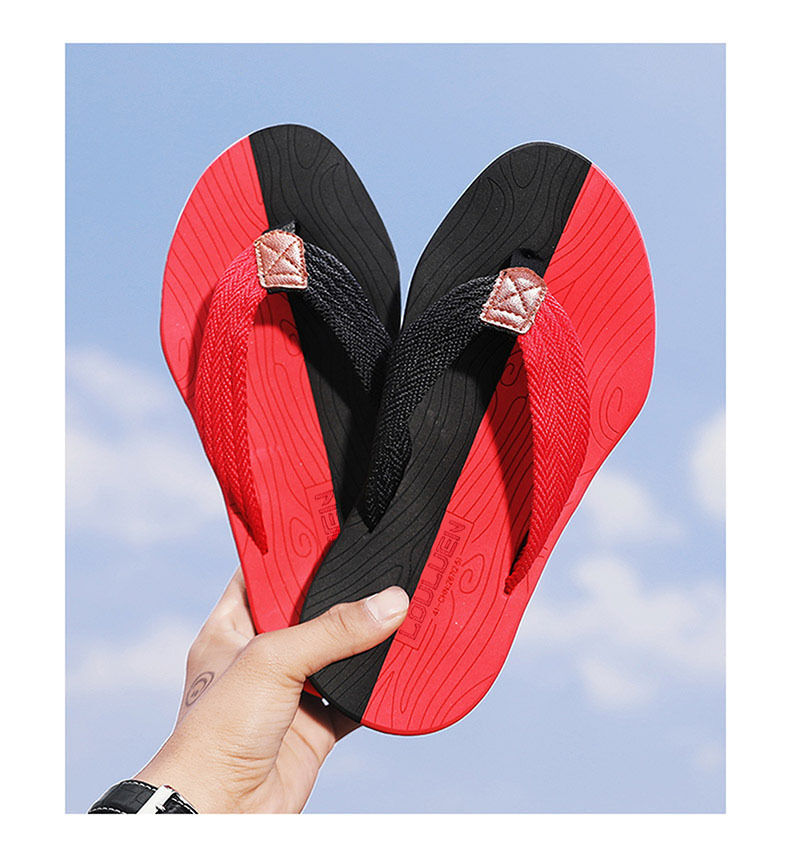 Men's Outdoor Non-Slip Flip Flops, 6 Colors EVA Lightweight Thick-Sole Beach Sandals for Casual & Sports(red and black-43)