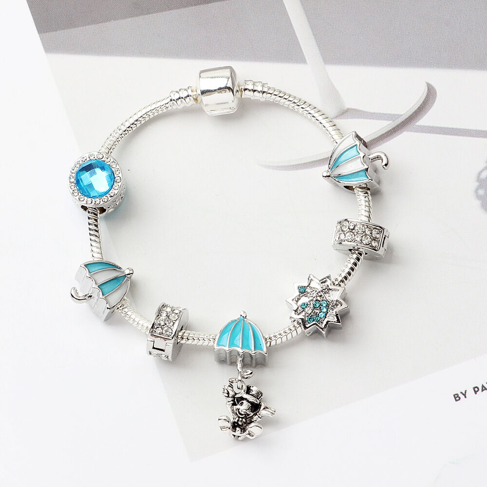 Anime Character Colorful Umbrella Alloy Charm Bracelet with Rhinestones(18cm)