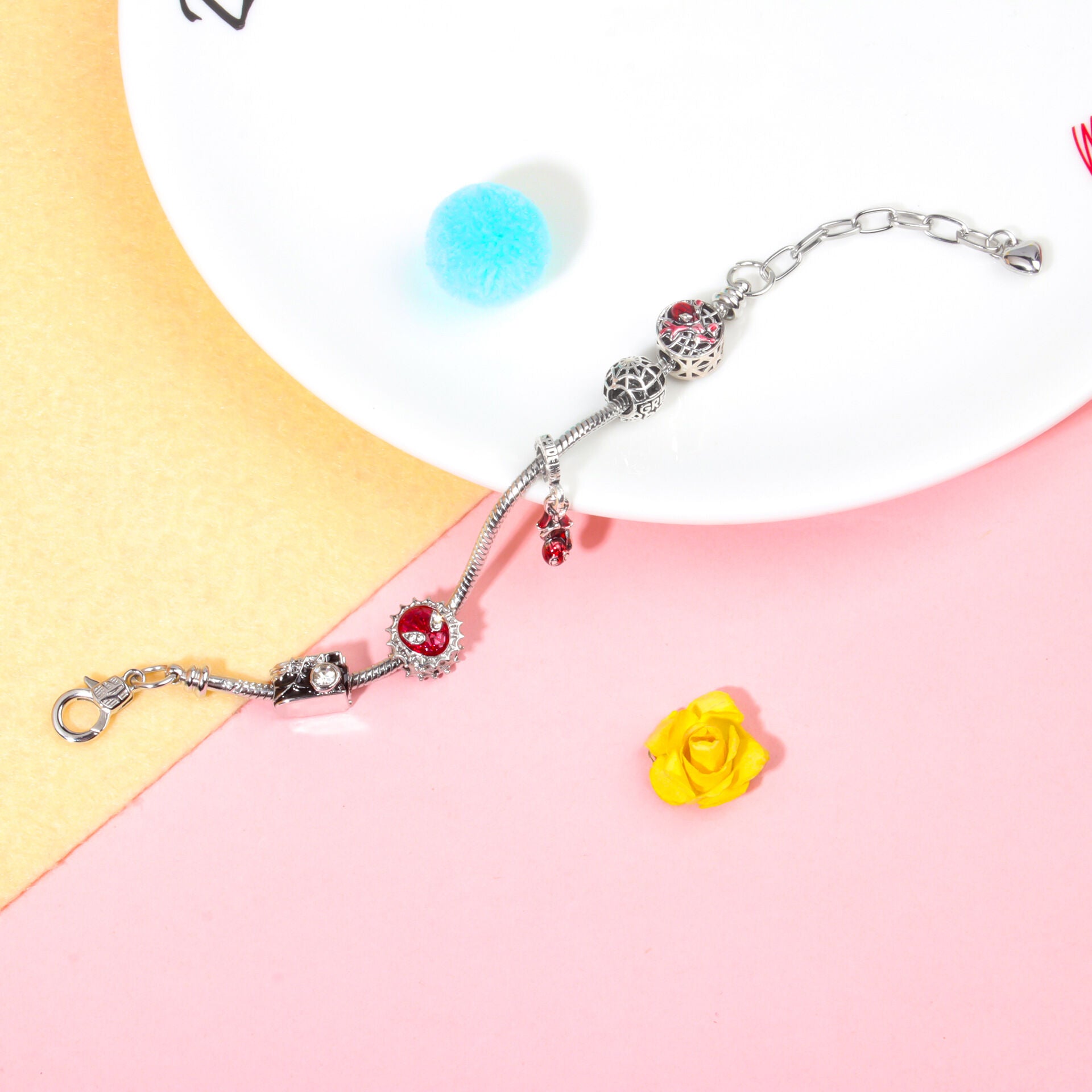 Cartoon Punk Spider-Man Themed Rhinestone Bracele(21cm)