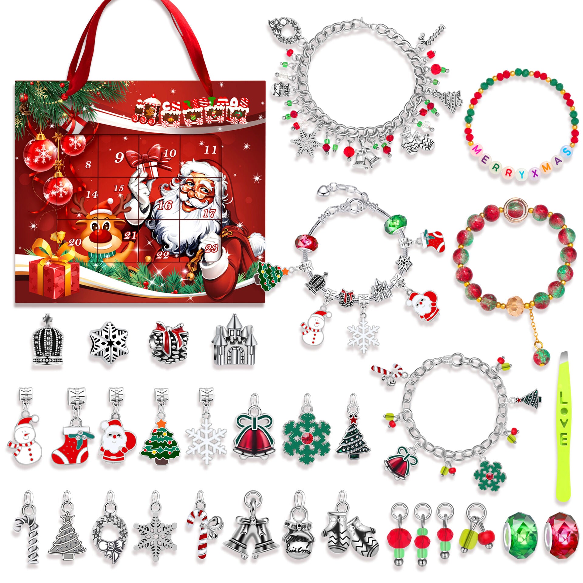 Christmas DIY Jewelry & Craft Advent Calendar(M-22,22*20*2cm)