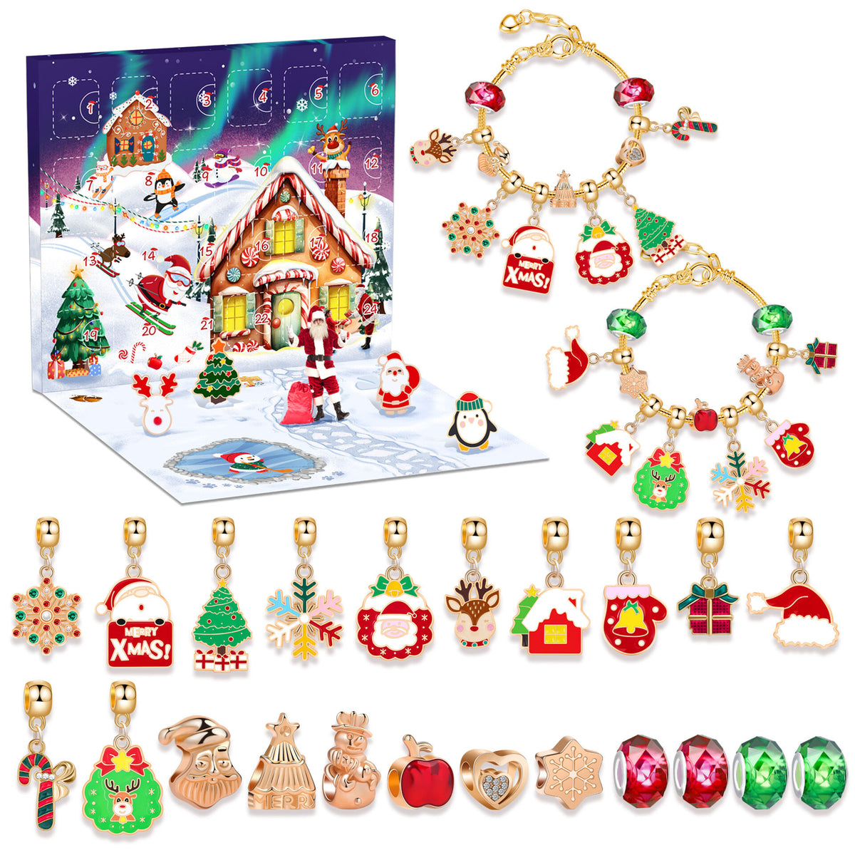 Christmas DIY Jewelry & Craft Advent Calendar(M-26,20*17*1.3cm)