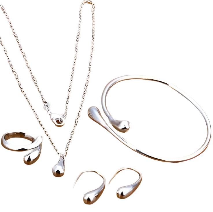 Women's Silver Needle Jewelry Set (4 pcs)