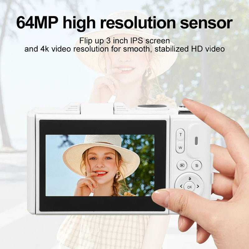 Digital Camera with 3.0 Flip Screen White