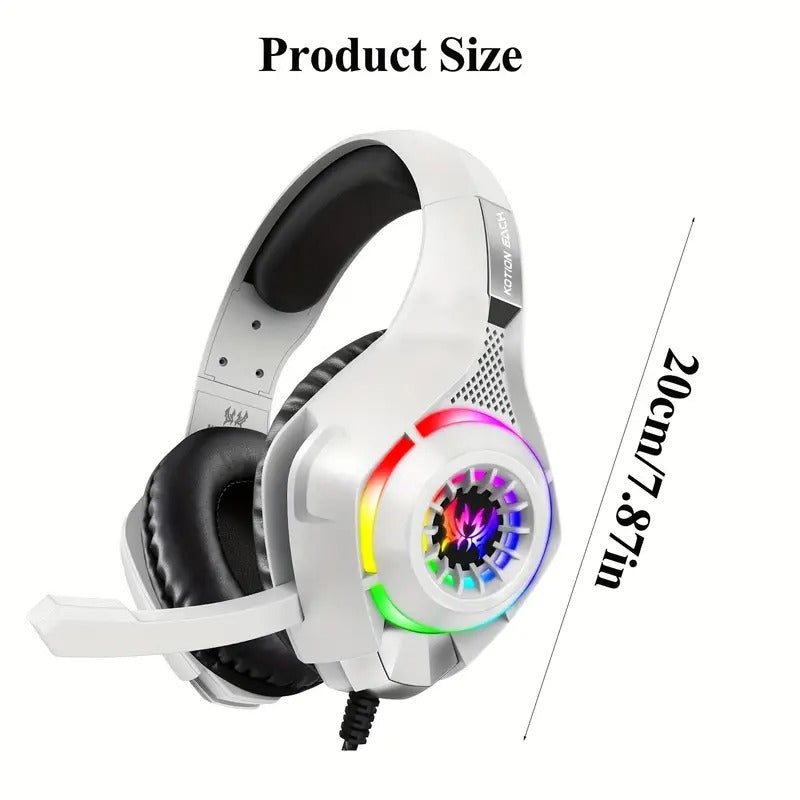 Gaming Headset with Mic, LED Light & Surround Bass