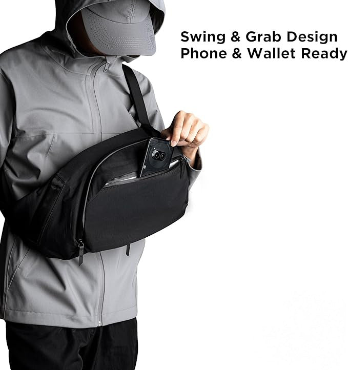 Crossbody Left Shoulder 7.5L - Crossbody Bag Men,Sling Backpack - Fits 11" Tablet - Single Shoulder-Black