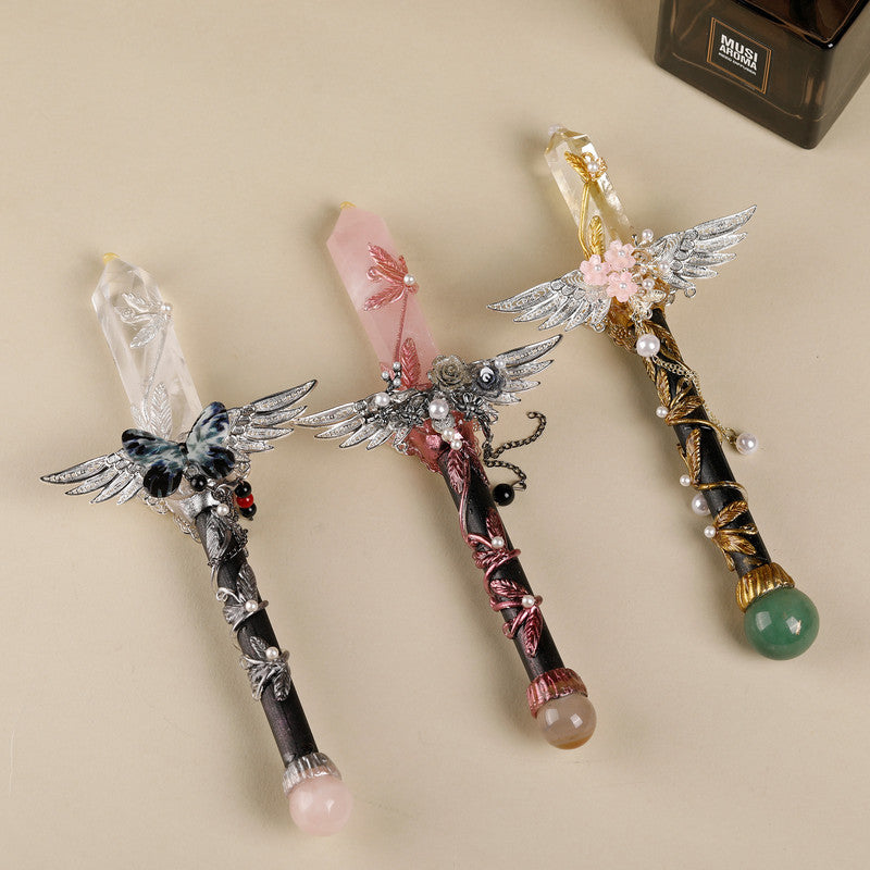 Handmade Crystal Wand, Natural Raw Gemstone Scepter, Magic Healing Wand Citrine