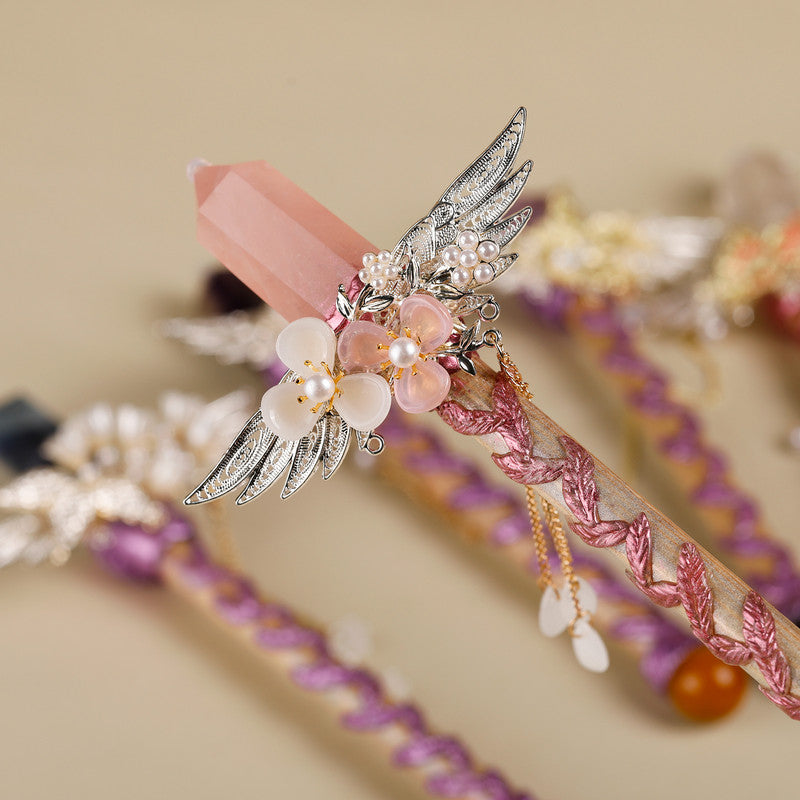 Handmade Crystal Wand, Raw Gemstone Scepter, Natural Magic Wand Rose Quartz