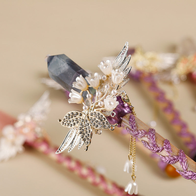 Handmade Crystal Wand, Raw Gemstone Scepter, Natural Magic Wand Green Fluorite