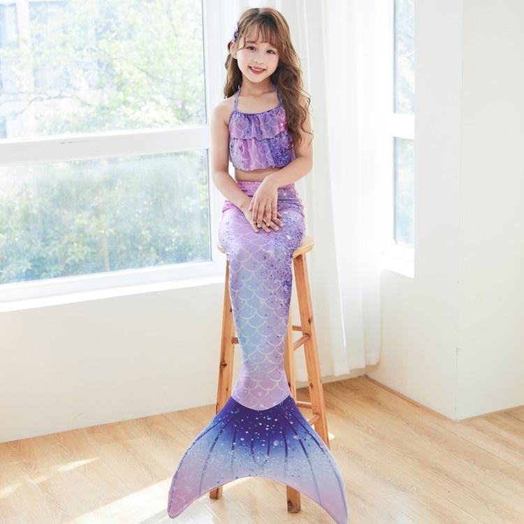 Mermaid Swimsuit Monofin with Fins for Kids Halloween Package A 3 pcs Size M 5-7 Years