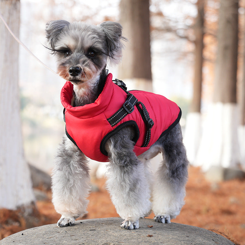 Waterproof Dog Winter Jacket with Harness Pink Size S Fleece Lined Zipper
