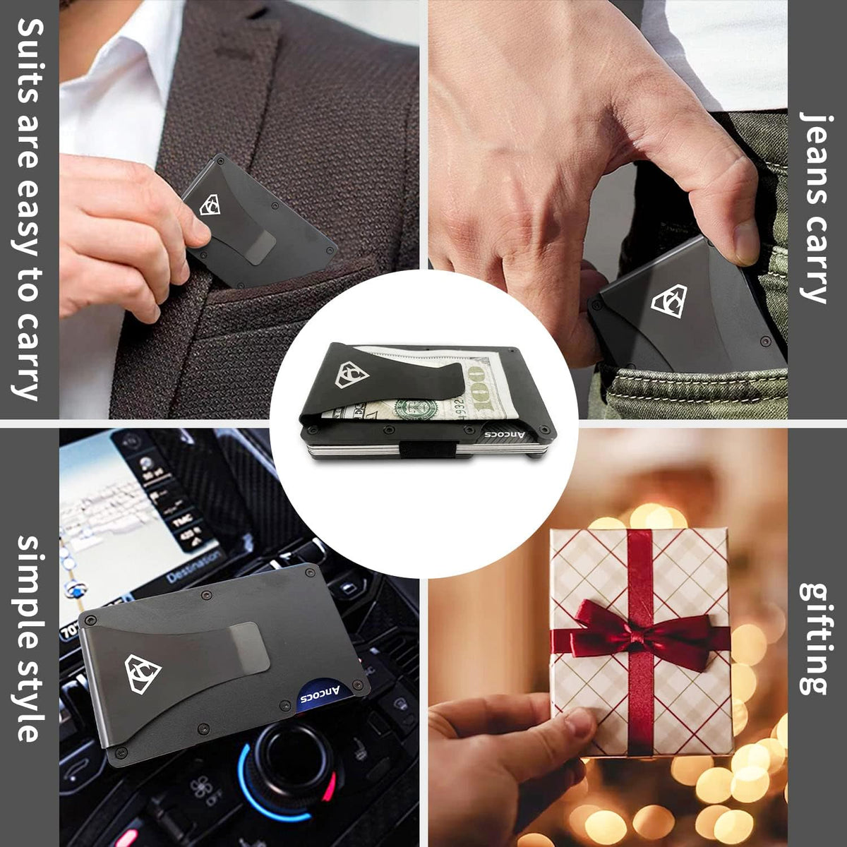 Metal Wallet Credit Card Holder with Storage Pouch