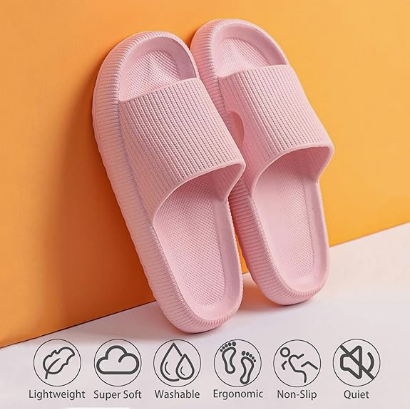 Cloud Slippers for Women and Men, Pillow House Slippers Shower Shoes Indoor Slides Bathroom Sandals, Ultimate Comfort, Lightweight, Thick Sole, Non-Slip, Easy to Clean pink(38-39)