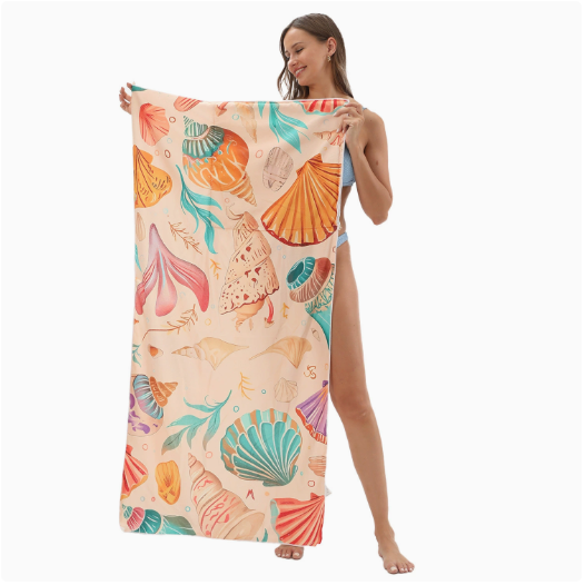 2-in-1 Foldable Beach Towel Backpack – Printed Bath Towel with Built-in Storage, Convertible Beach Mat & Carry Bag, Absorbent for Pool, Camping, Yoga and Travel