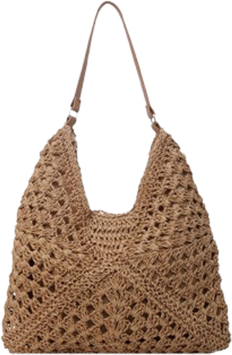 Tote Bags - Summer Beach Bags - Women's Shoulder Bags - Crochet Bags - Vintage Straw Tassen - Women's Straw Shoulder Bags - Boho Crochet Tote Bags - Perfect for travel, shopping and vacations