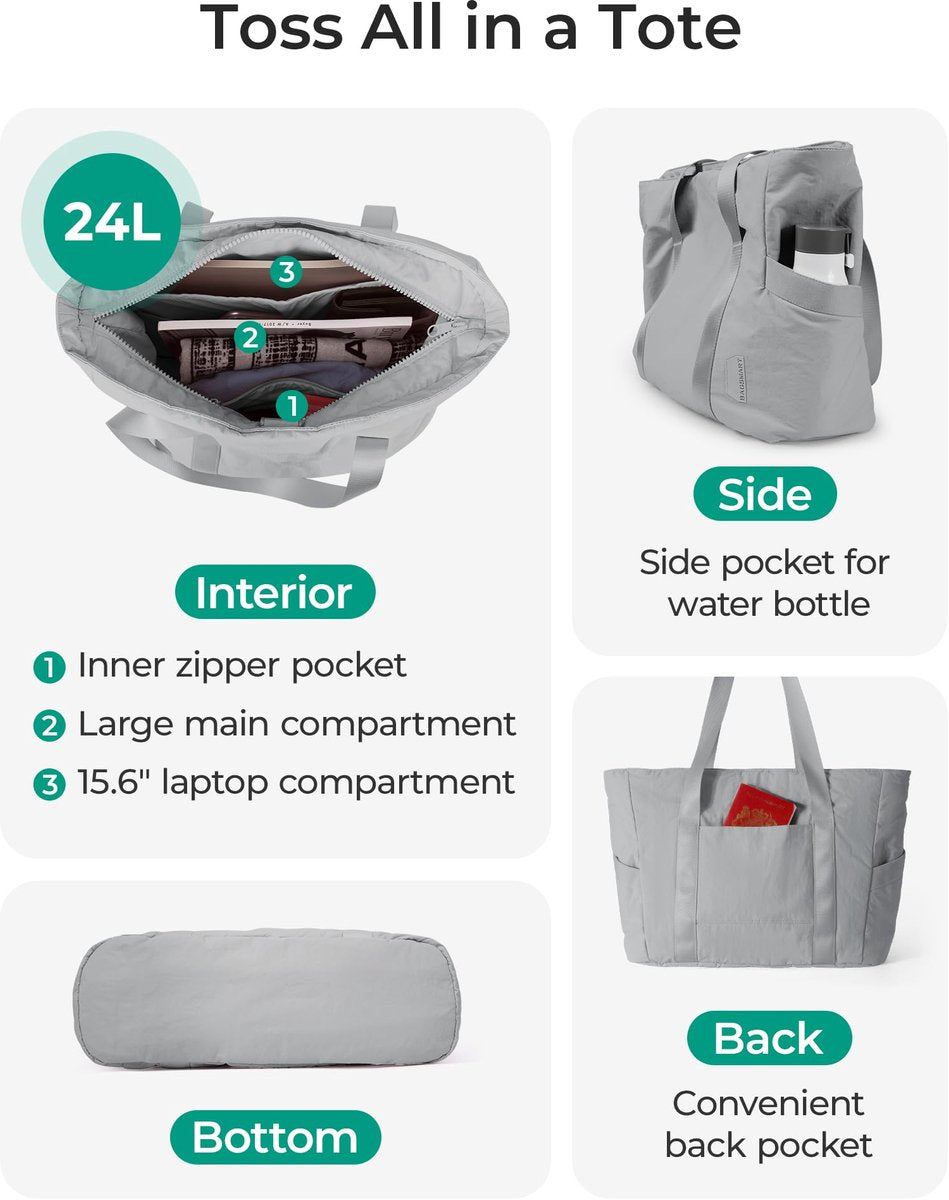 Women's Handbags - Women's Shoulder Bags - Women's Zippered Tote Bags - Large Shoulder Bags - Crossbody Bags - Women's Bags - Beach Bags - Yoga/Fitness/Travel Bags - Grijs