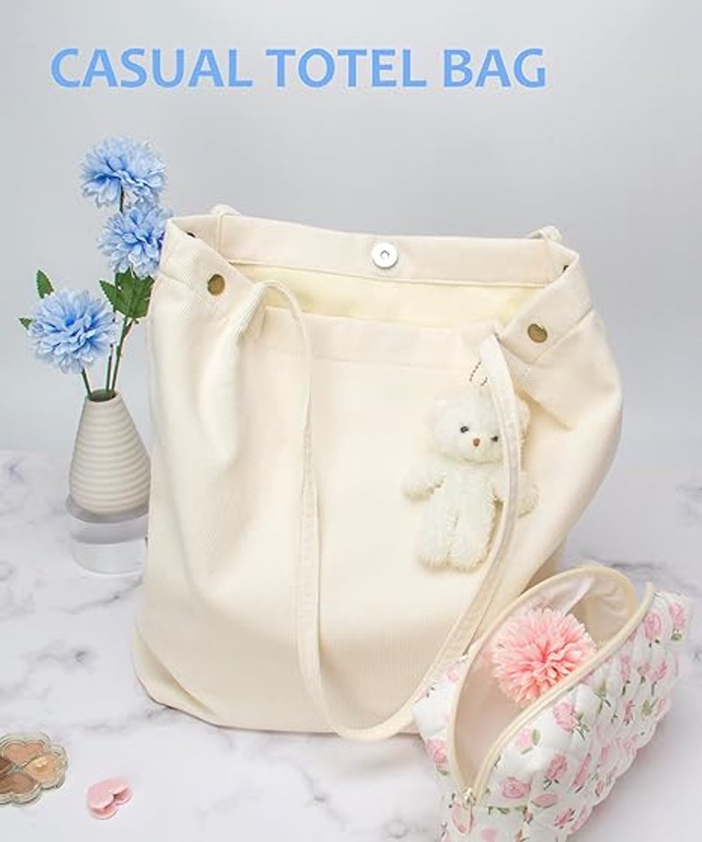 Tote bag - Women's tote bag - Women's corduroy tote bag - Reusable travel bag - Shoulder bag - Everyday work bag - Broken