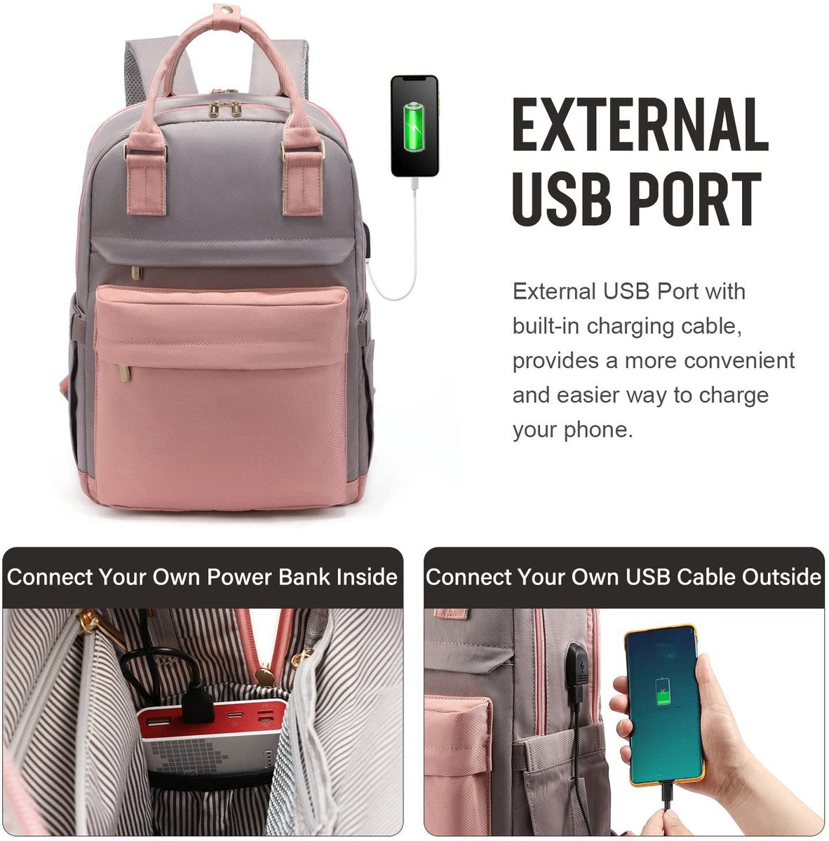 Nieuwe 2025 Backpack - 40L Travel Bag - Maximum Capacity - Laptop Backpack - School Backpack - For School and University Trips - Pink/Grey