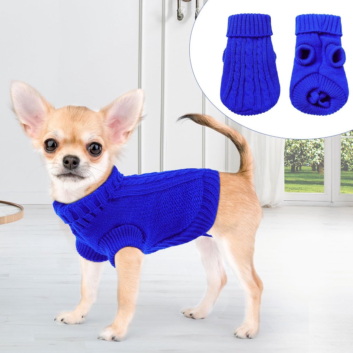 Dog Coat - Dog Sweater - Small Dog Sweater - Warm Dog Coat - Warm Puppy Sweater - Thick Knit Winter Sweater - Soft Roll Neck Sweater - Perfect for Small Dogs and Puppies - Christmas - Size M
