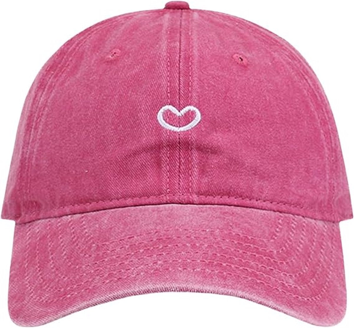 Men's and women's baseball cap, summer sun hat, adjustable, vintage style, with sun protection and ponytail hole, ideal for outdoor sports (pink and red)