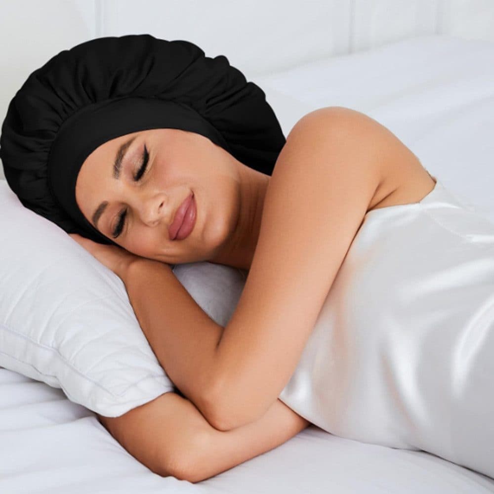 Silky Satin Sleeping Cap for Women and Girls, Double Layer Hair Protection, Adjustable Fit, Light Green