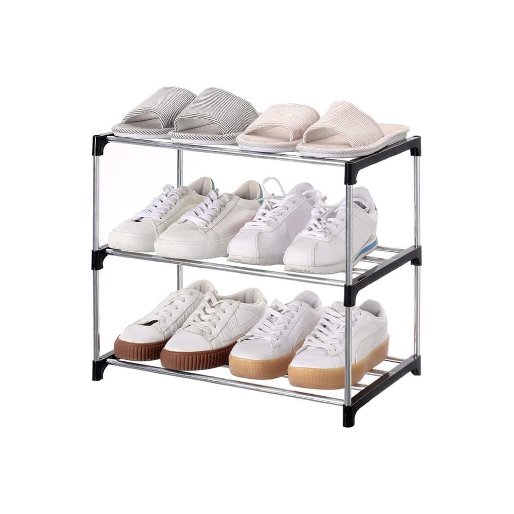 Stackable Shoe Rack 3-Tier Space Saving Storage for Shoes and Bags, 43Ă—26Ă—38cm