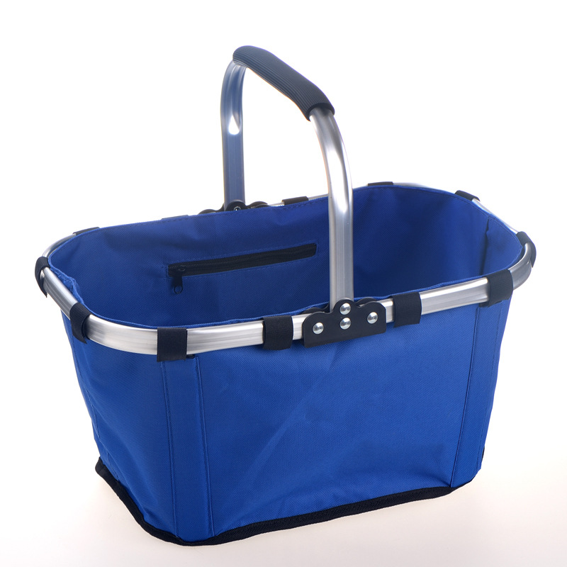 Foldable Picnic Basket Aluminum Frame Waterproof 600D Oxford Blue