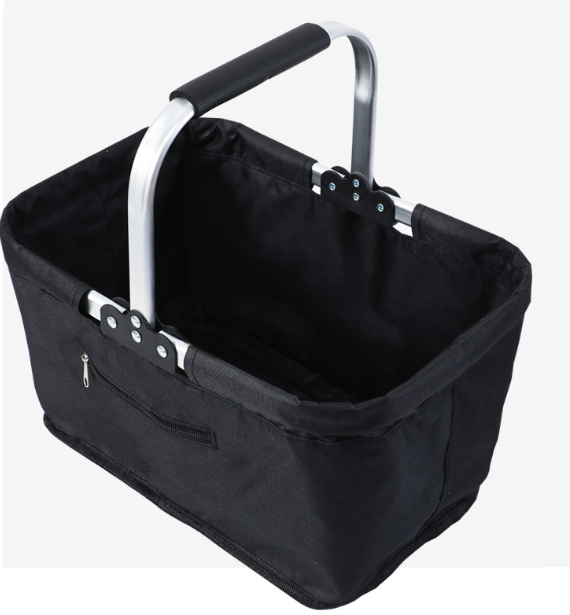 26L Foldable Waterproof Oxford Shopping Basket with Aluminum Handle