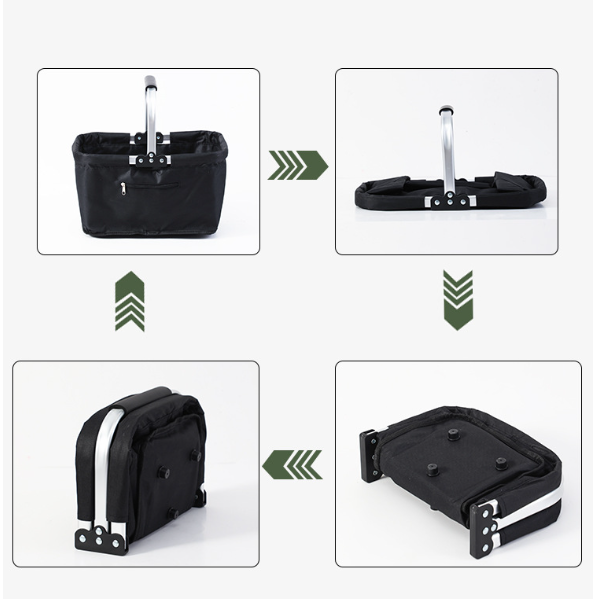 26L Foldable Waterproof Oxford Shopping Basket with Aluminum Handle