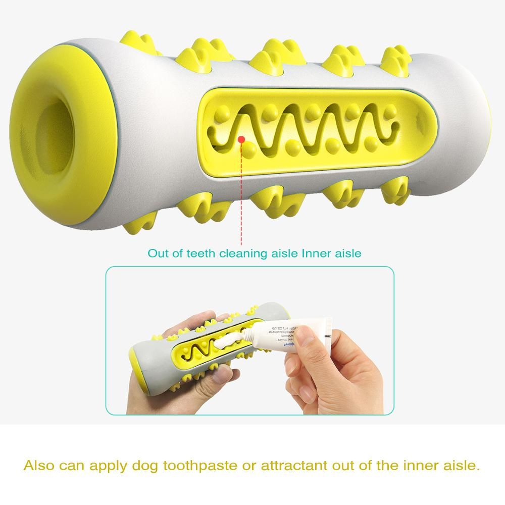 Tough Dog Chew Toy for Aggressive Chewers, Rubber Squeaky Toothbrush Toy, Green