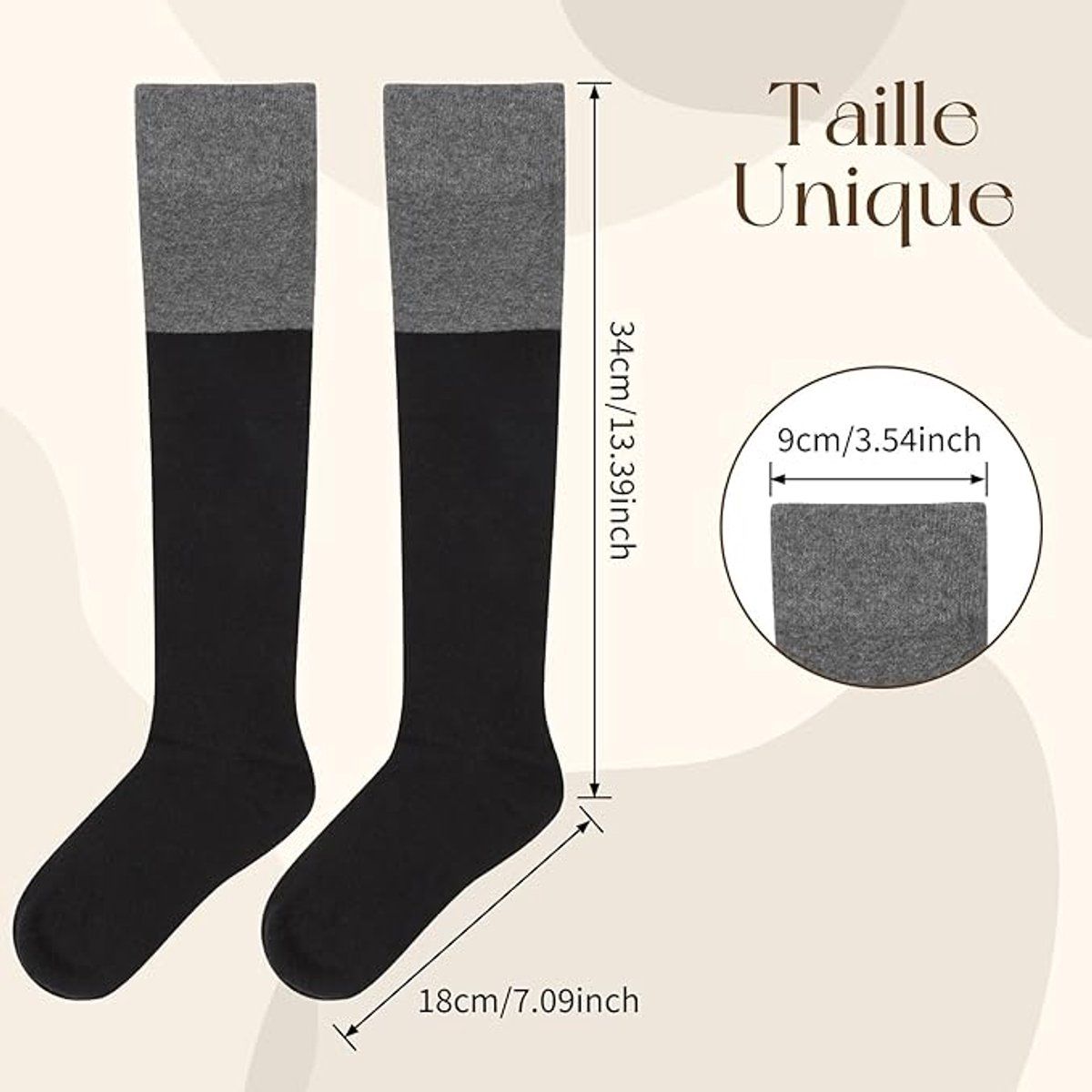 Womens Cotton Calf Socks Color Block Knitted Thermal Winter Socks